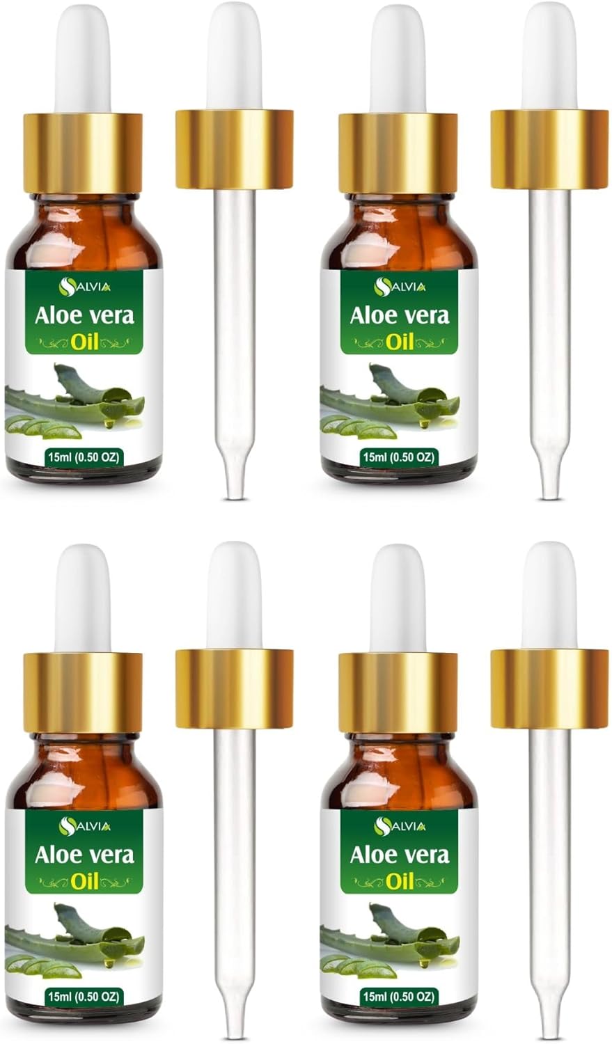 Salvia Aloe Vera Oil – 4 Pack | Cosmetic Grade Carrier Oil for DIY Skincare, Haircare & Massage – 15ml / 0.51 Fl oz