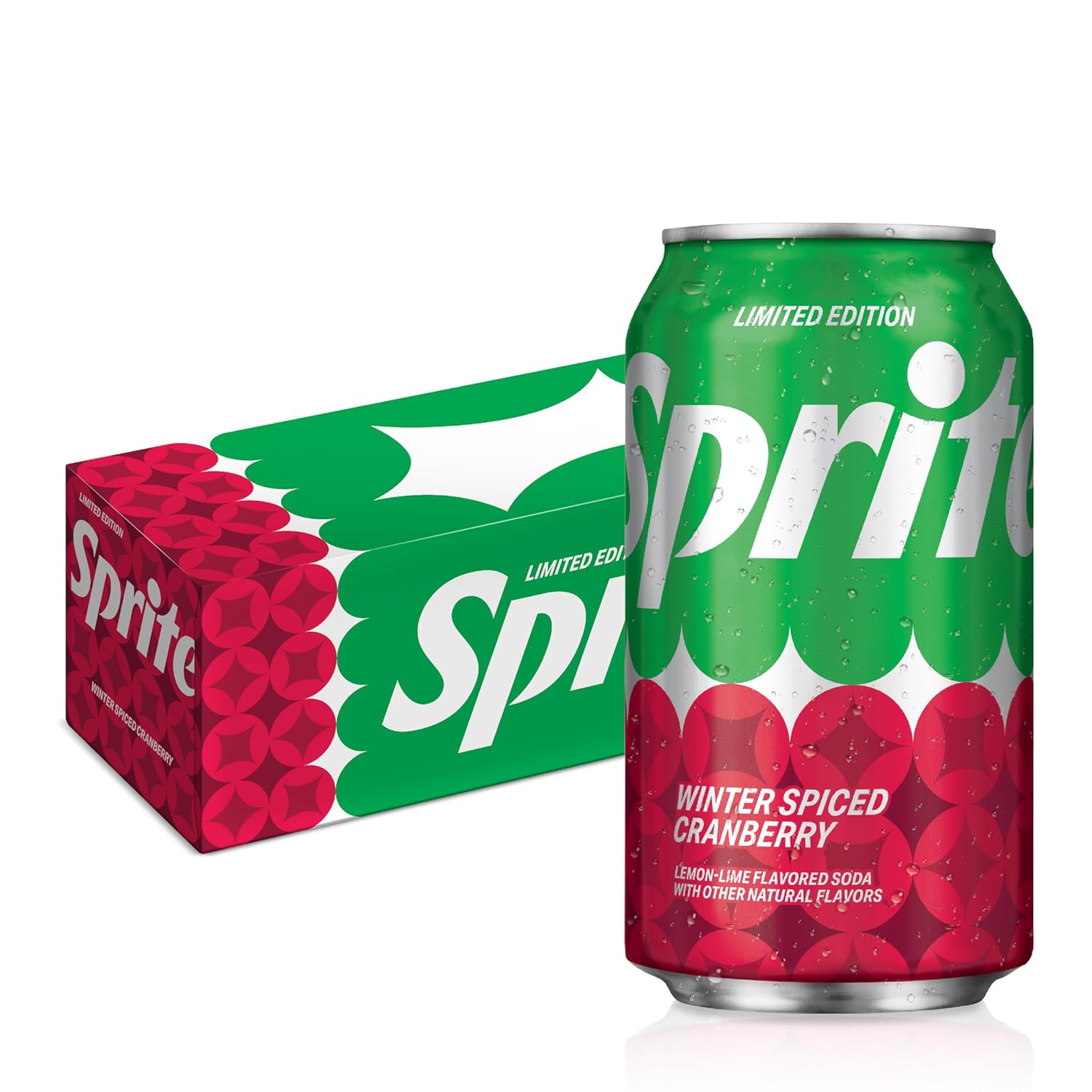 Sprite Winter Spiced Cranberry, Lemon-Lime and Cranberry Flavored Soda Pop Soft Drink, 12 fl oz, 12 Pack