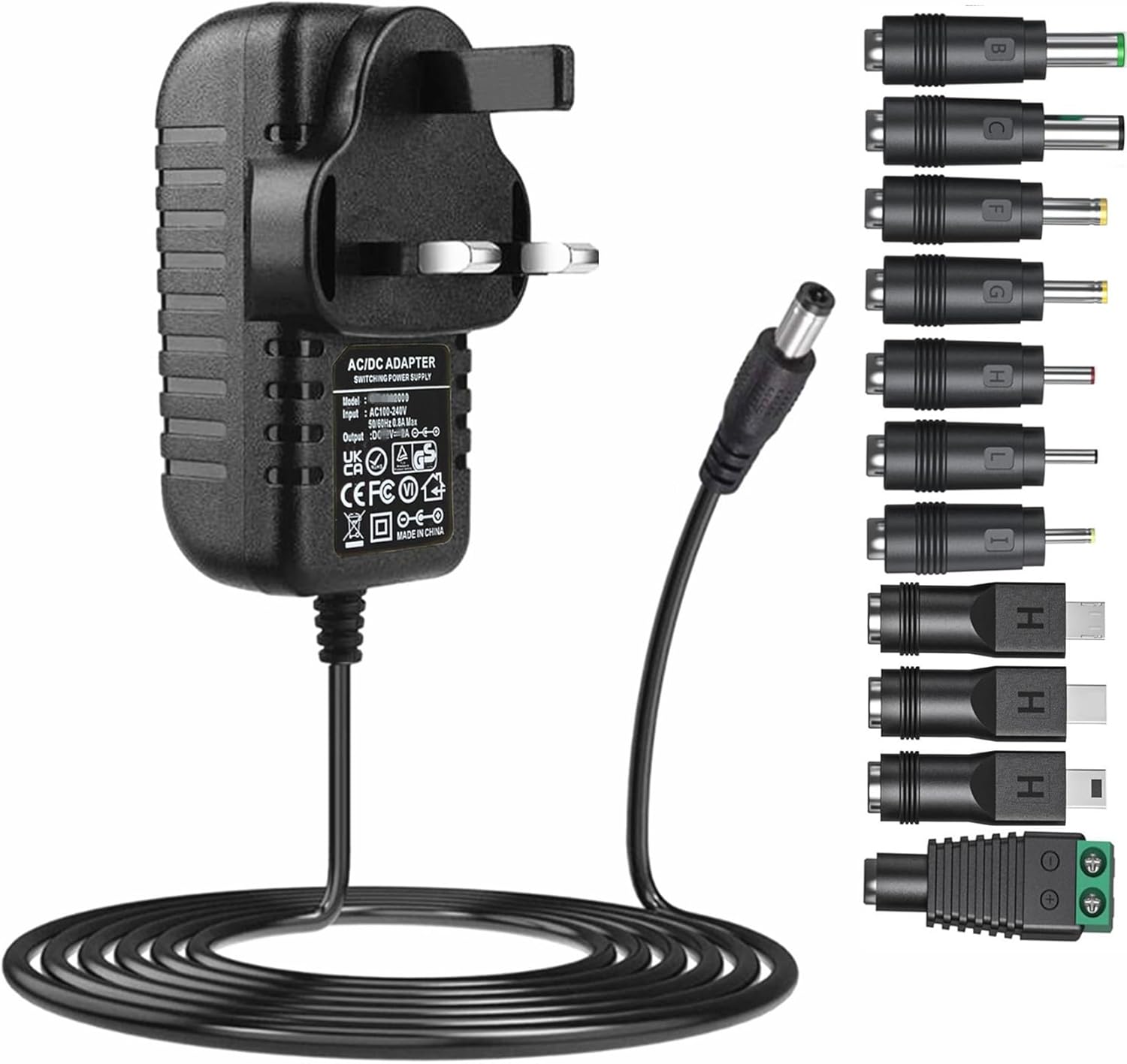 SZZKtech 5V AC Adapter DC5V 3A Power Supply charger With 11 DC Plug Tips AC230V to DC5V 3Amps 2.5A 2A 1.5A power adapter 5 volt ac dc Adapter for CCTV Camera Baby Monitor Graco Swing TV box