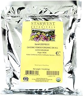 Starwest Botanicals Organic Cayenne Pepper Powder 35,000 SHU, 1 Pound (Pack of 1)