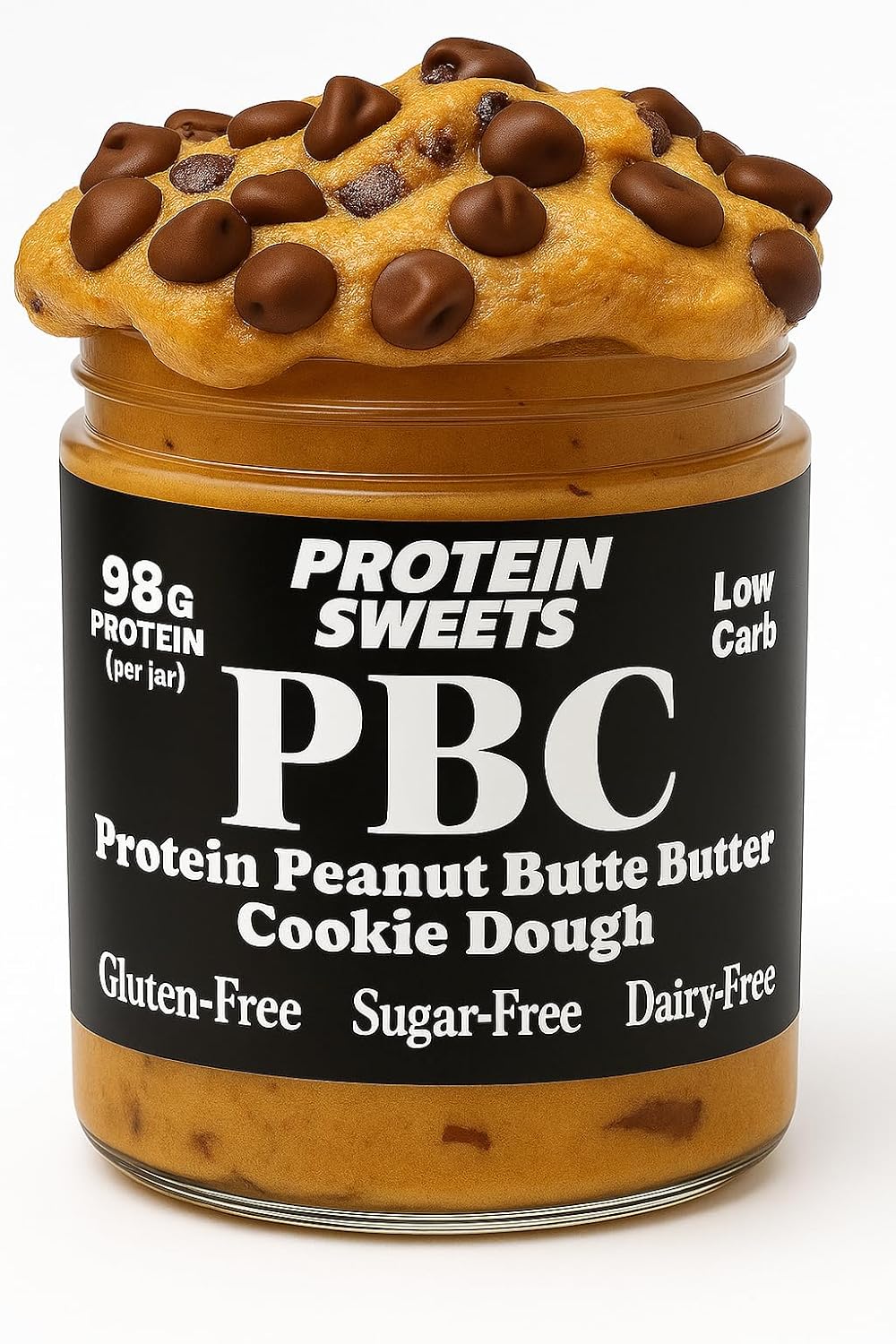 PROTEIN SWEETS PBC – Protein Peanut Butter Cup Cookie Dough, 16oz | 98g Protein, Low Carb, Keto, Vegan, Gluten-Free, Sugar-Free