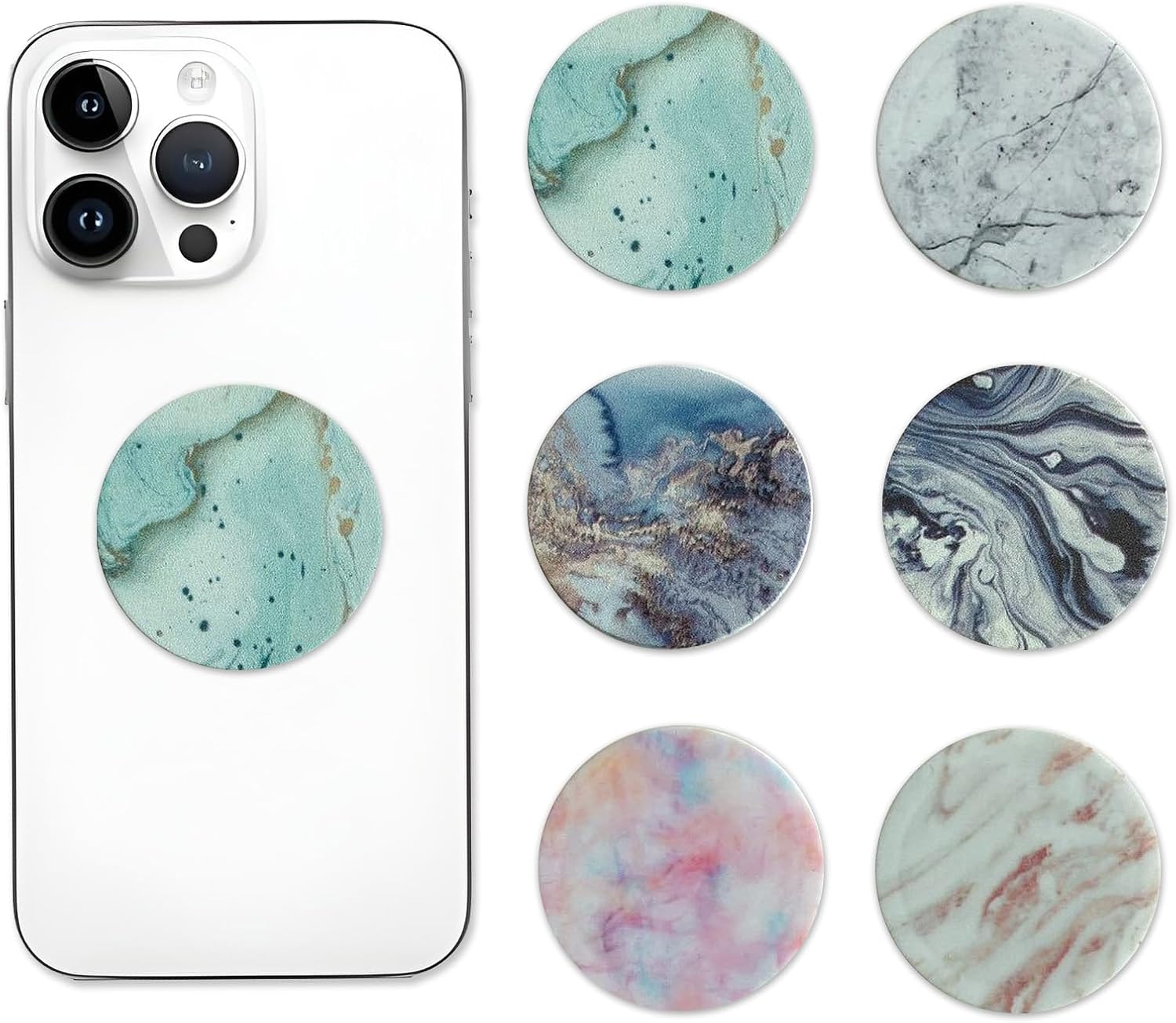 6 Pcs Phone Grip Holder with Stand, Starry Sky Design, Phone Finger Holder Grip & Kickstand, Accessories for Smartphones & Cases