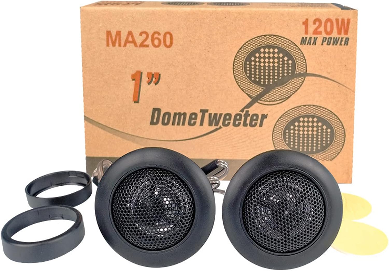 CYDZSW 1 Inch Tweeters for Car Audio,Door Speakers,Super Tweeter Pods Component Cars Parts Black(Pair),CT-001,Wired Connection
