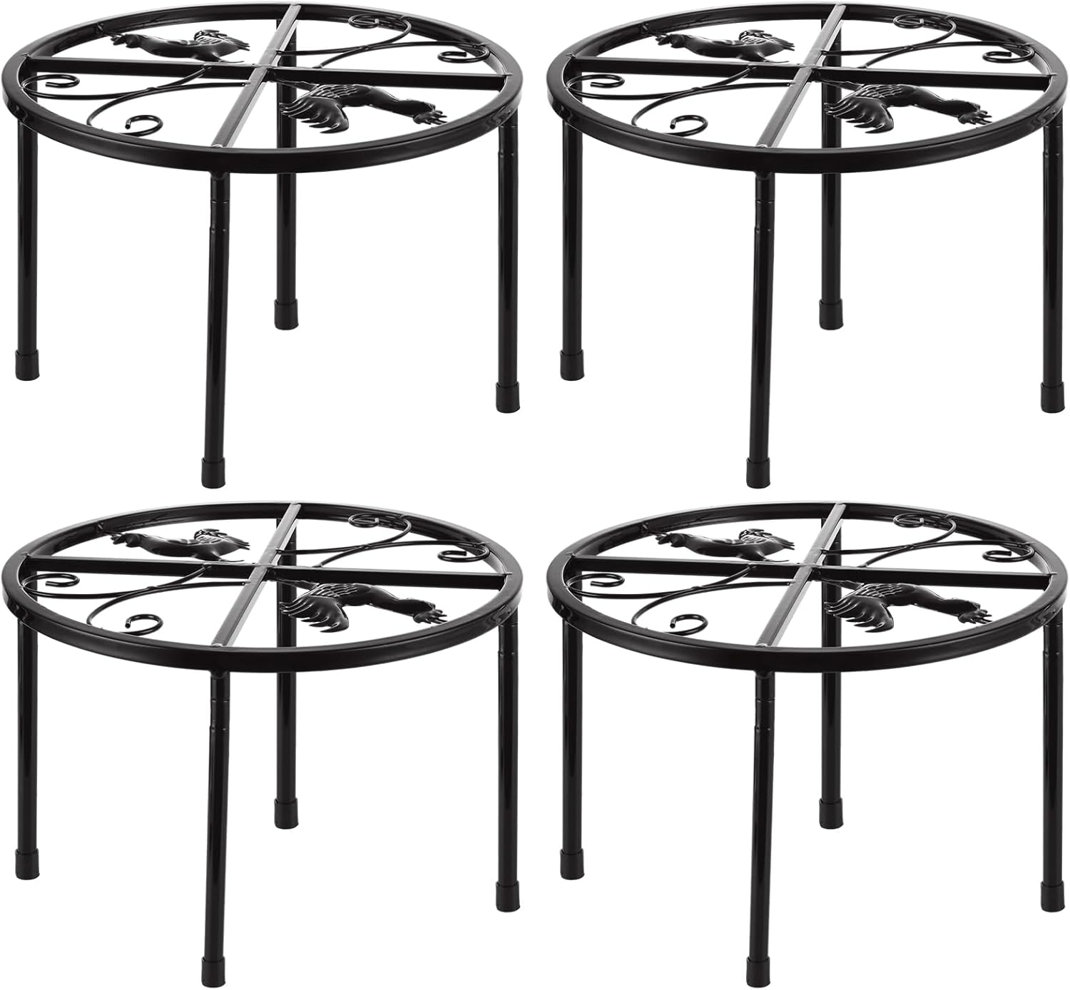 STARVAST 4 Pack Metal Stand for Chicken Feeder Waterer, Heavy Duty Round Chicken Water Feeder Stand Holder, Iron Supports Rack with 4 Legs for Coop Poultry Indoor Outdoor