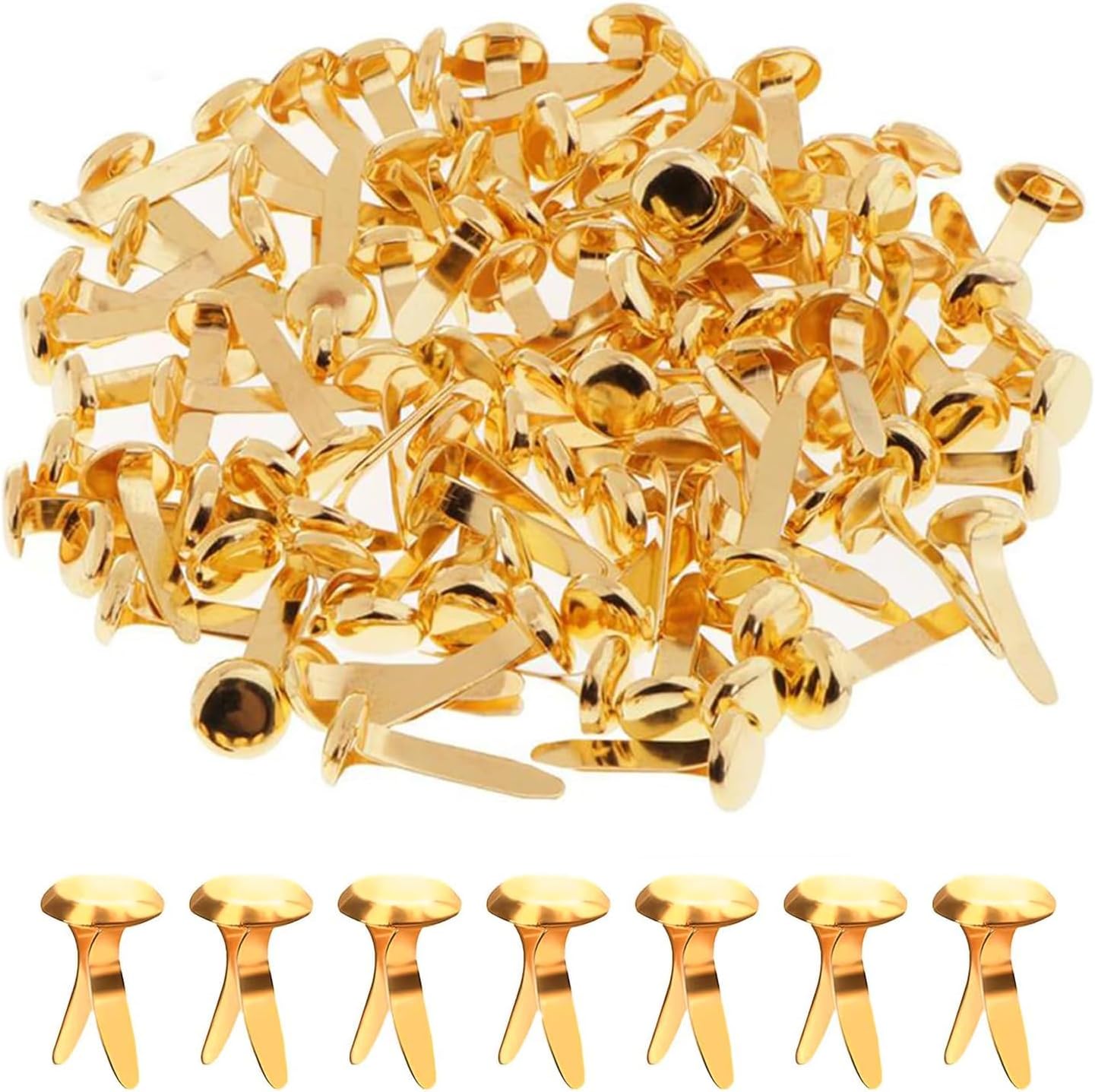 150 Pcs Metal, Split Pins,8x20mm Gold Clips Round Head Mini Brass Brads DIY Split Pins for Crafts Scrapbooks Cards Photo Walls