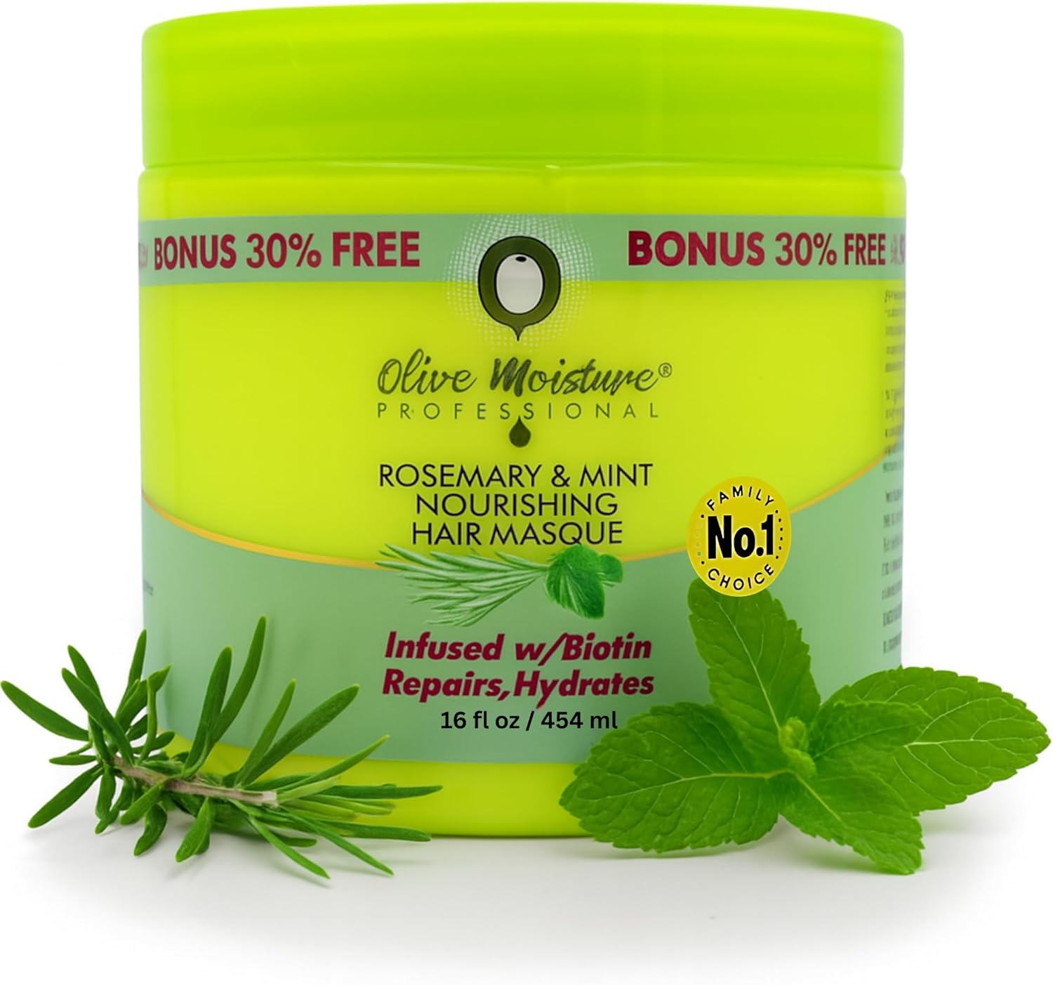 Olive Moisture Hair Masque Rosemary & Mint, 454 ml – Deep Conditioning with Biotin for Dry, Damaged Hair, Repairs, Hydrates & Restores Shine, Enriched with Botanical Extracts