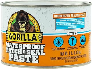 Gorilla Waterproof Patch & Seal Rubberized Sealant Paste; White; 1lb Can (Pack of 1)