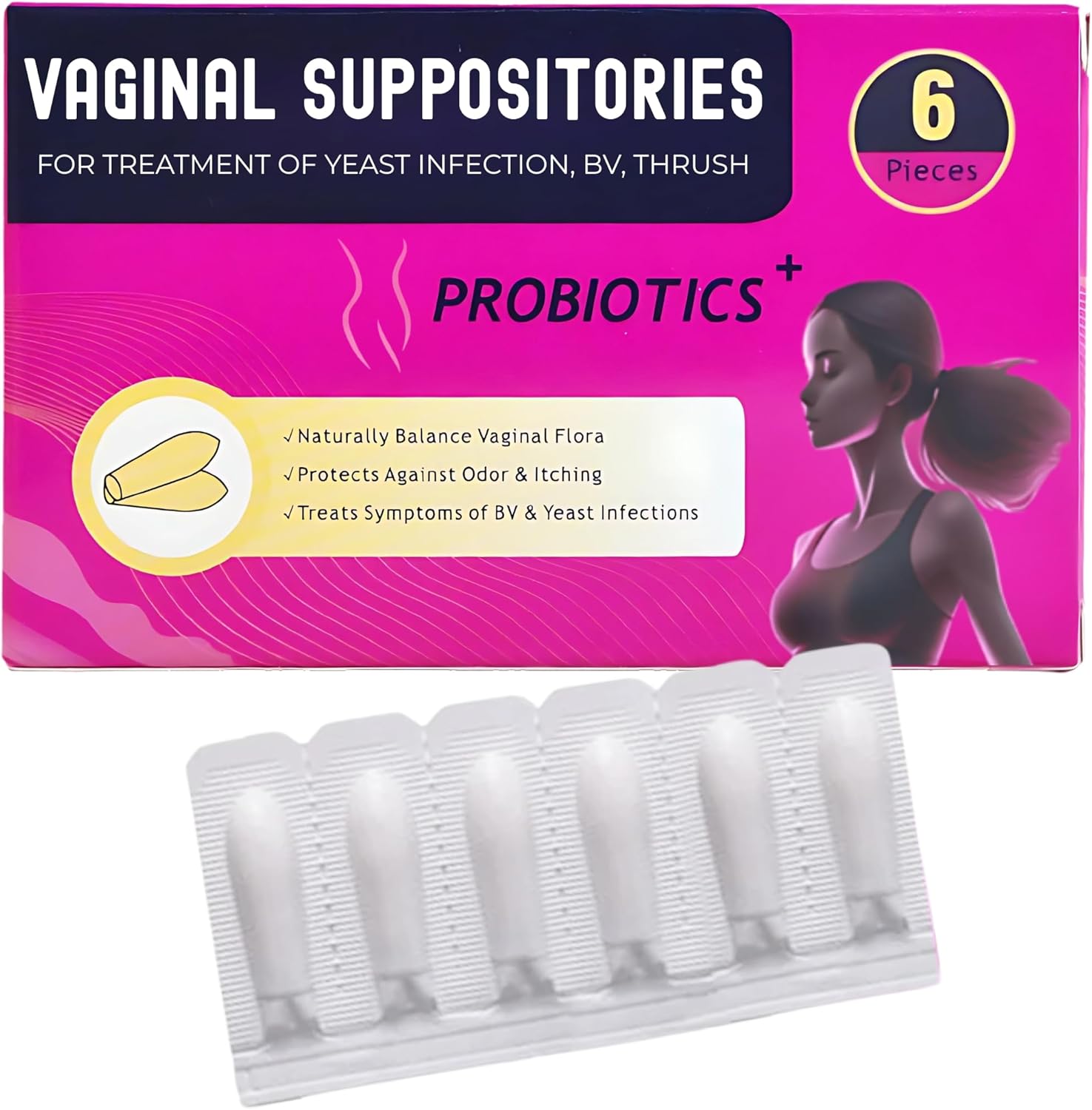 Vaginal Probiotics Suppositories | Yeast Infection Treatment Ladies | Bacterial Vaginosis BV Treatment Ladies | Thrush Treatment Women | Candida Treatment | Thrush Pessary Tablet Internal - 6 Pack