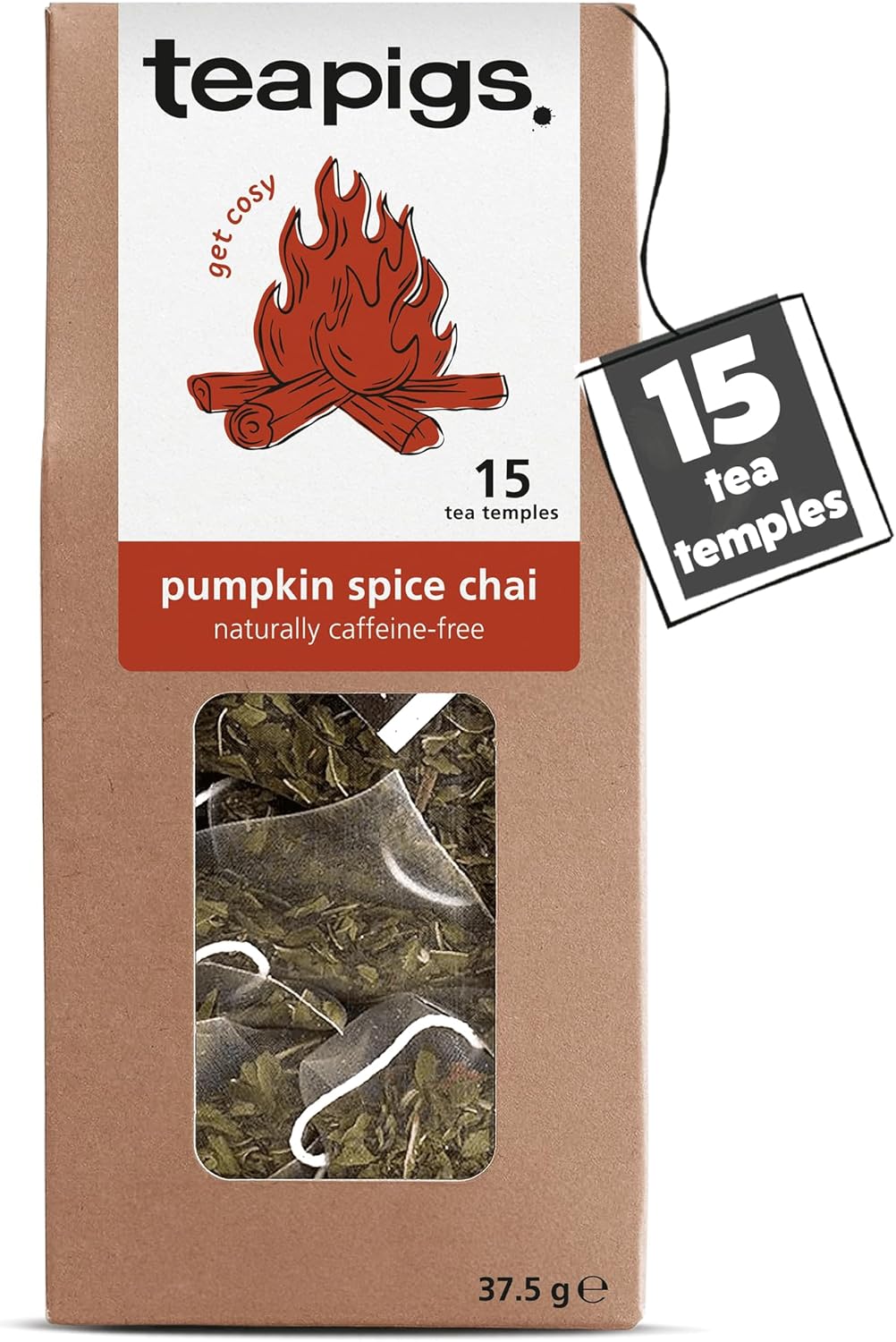 teapigs Pumpkin Spice Chai Tea Bags – Apple, Cinnamon & Cocoa Blend - Naturally Caffeine Free, Warming Autumnal Flavour - 15 Biodegradable Herbal Tea Bags