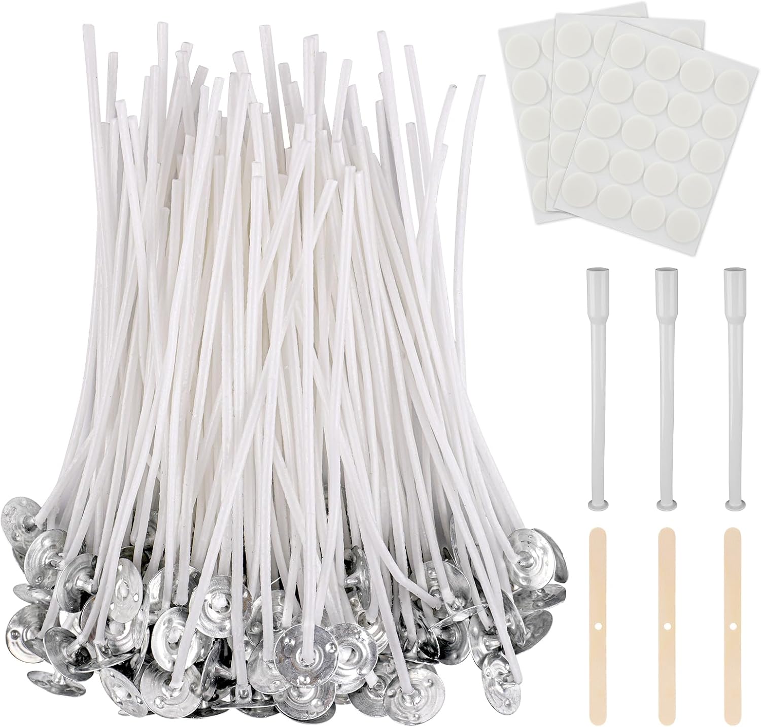 Pack of 100 Candle Wicks for Candles, Wicks for Candles, DIY Candles, Smokeless Wick with Candle Wicks Stickers, Candle Wicks for DIY Candle Making, Christmas (10 cm)