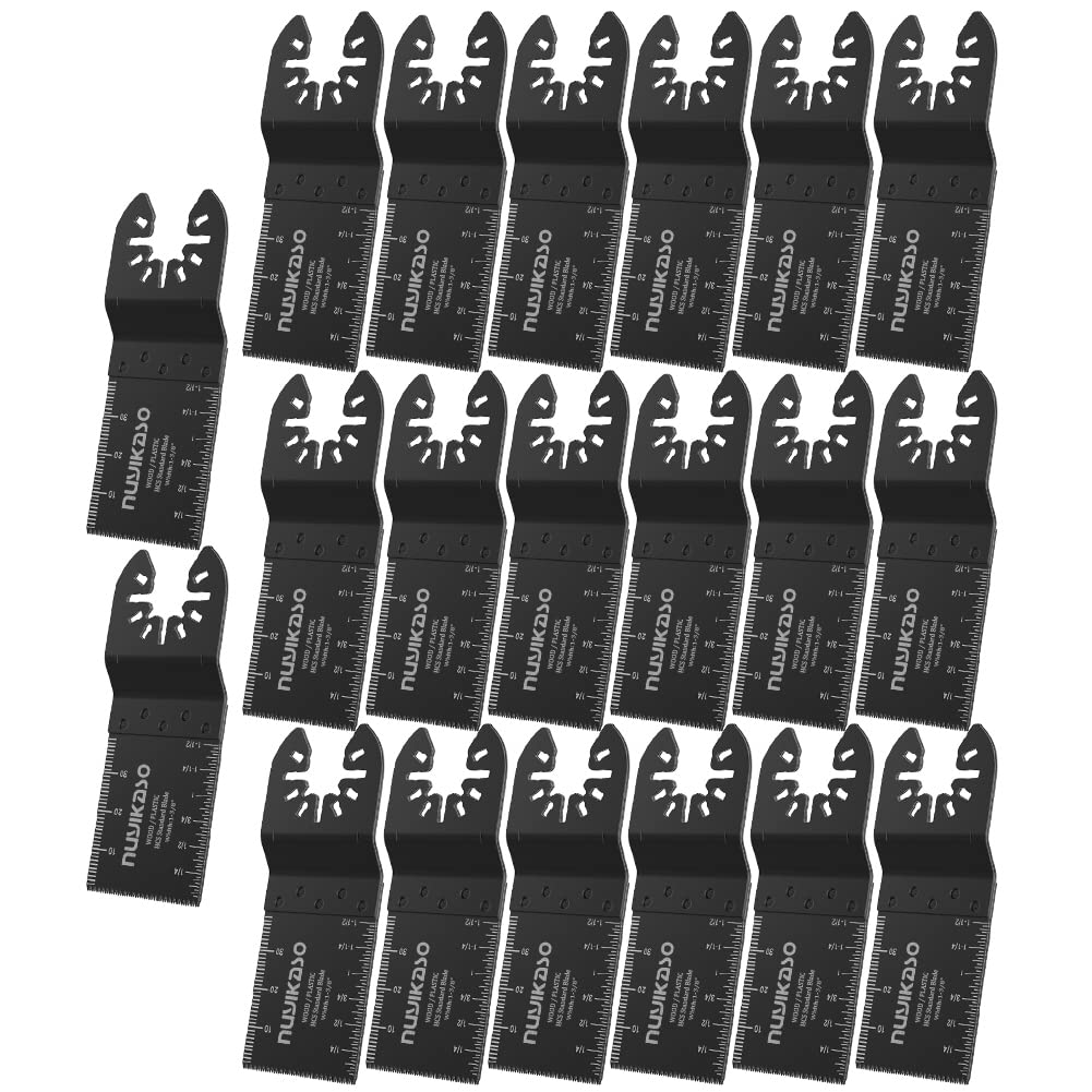 Nuyikaso 20 Pcs 40mm Multi Tool Blades Wood Oscillating Saw Blades Multitool Accessories Kit Universal Cutter Quick Release Compatible with Fein Multimaster Makita DeWalt Bosch Dremel