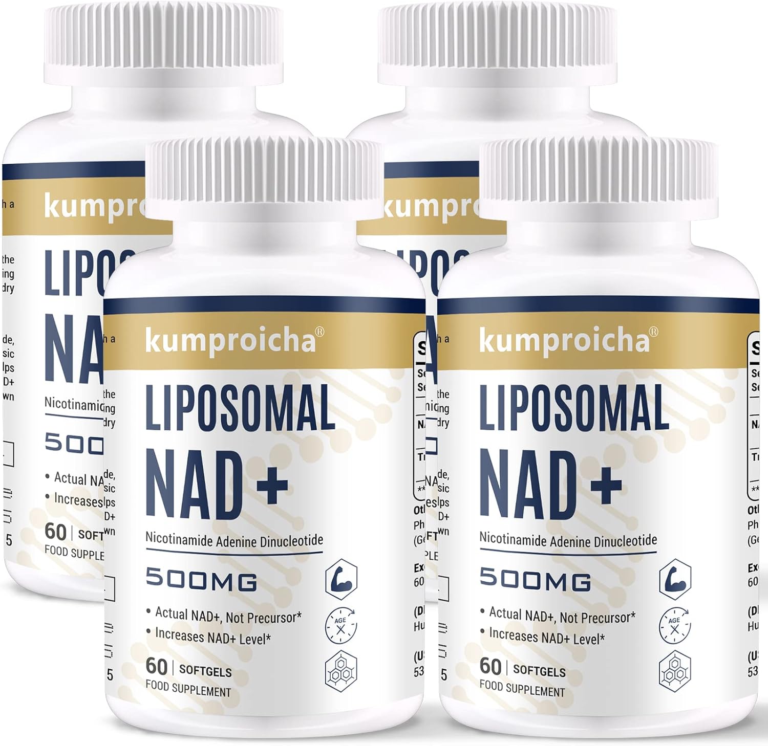Liposomal NAD+ 500mg with TMG 250mg Softgels, Actual NAD+ Supplement for Cellular Repair & Energy Metabolism(240 Count)