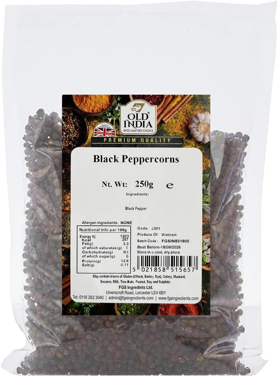 Old India Black Peppercorns 250 g