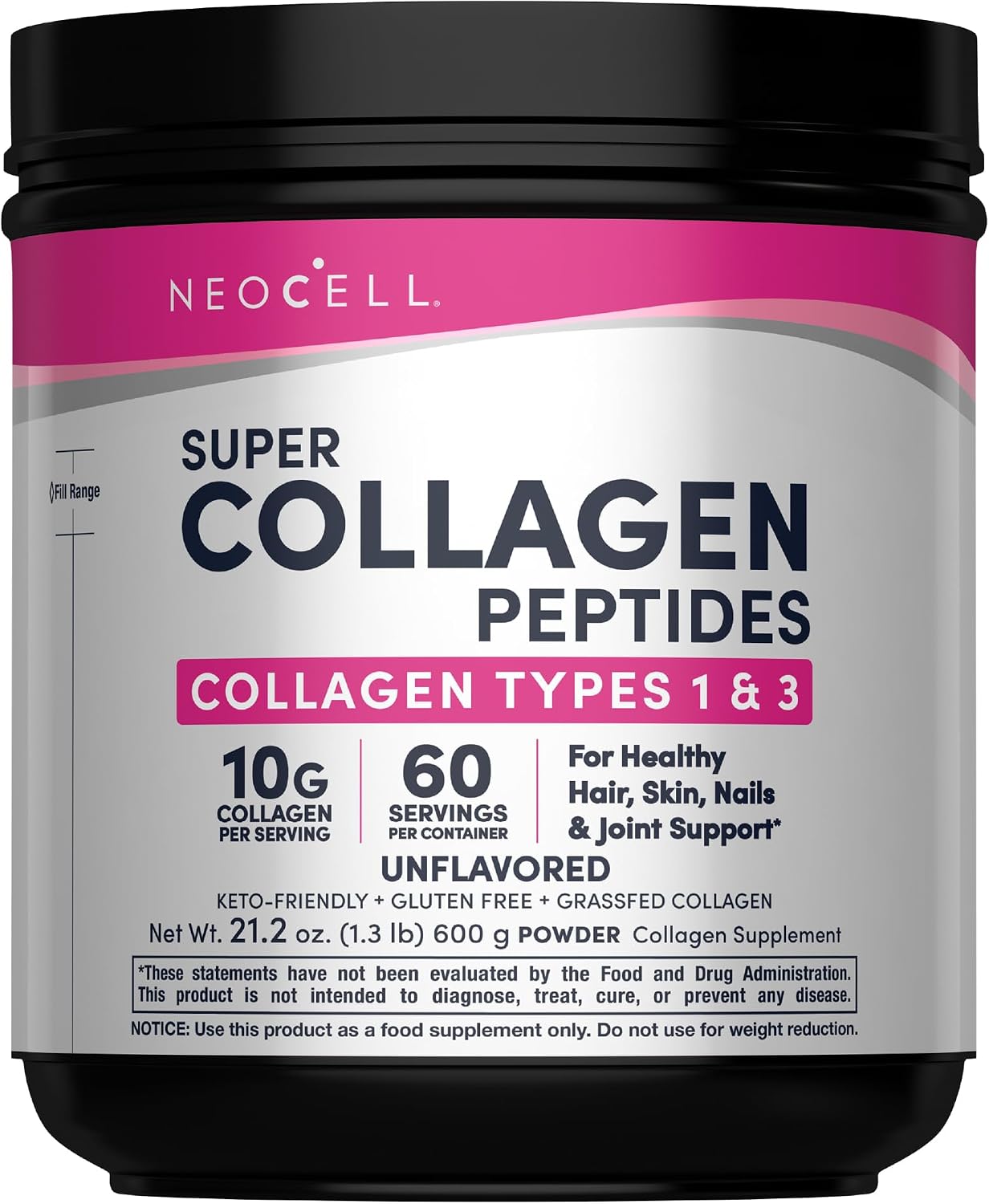 NeoCell Grassfed Collagen Peptides Powder | 21.2 oz | Unflavored