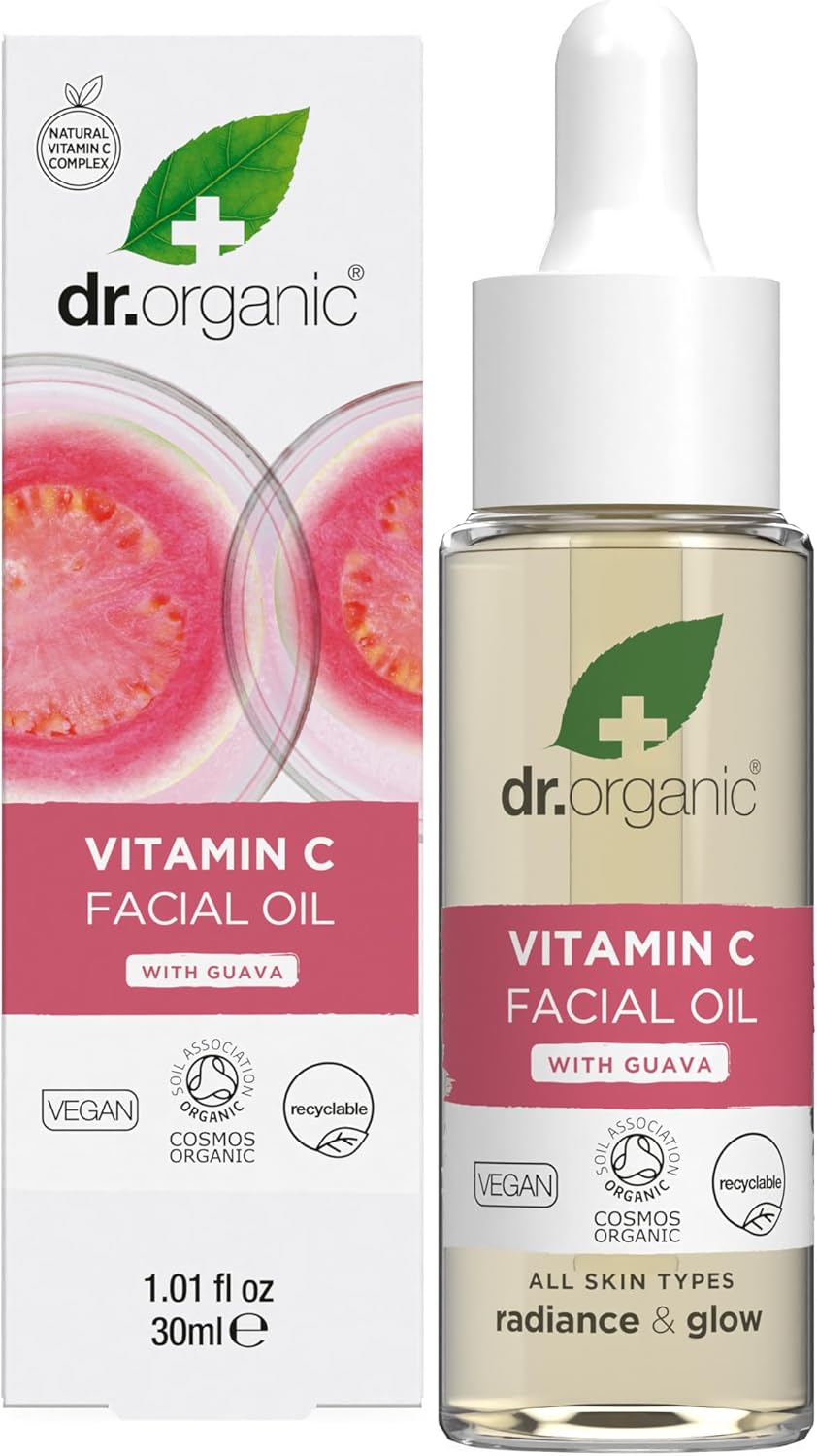 Dr Organic Guava Facial Serum, Vitamin C, Brightening, Mens, Womens, Natural, Vegan, Cruelty-Free, Paraben & SLS-Free, Organic, 30ml, Packaging may vary