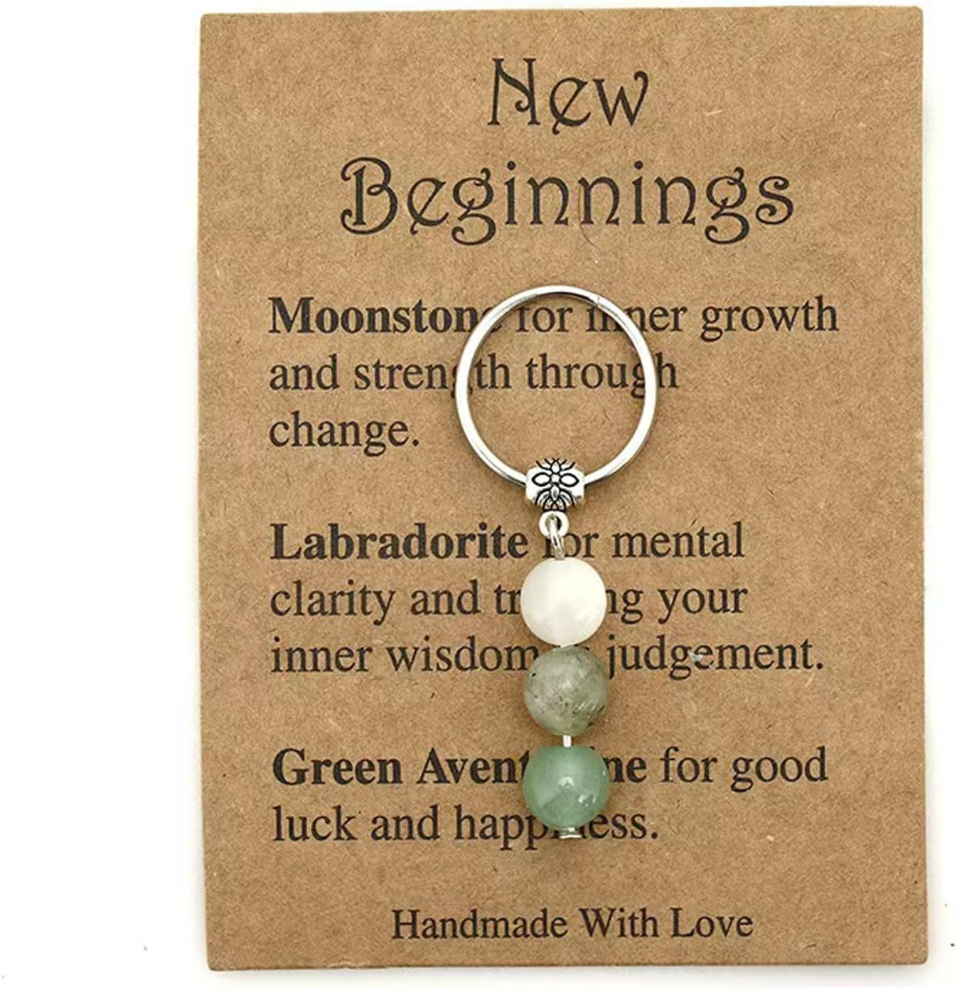 VilaGi Keyrings for Women,Key Chains for Women Crystal Keychain Gift Good Luck Moonstone with Card Charms Keyring New Beginnings Gifts,for Ladies Inspirational Encouragement Family Friends Colleagues