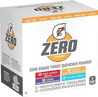 Gatorade G Zero Powder Variety Pack - 40 count - Gatorade Powder Packets - Gatorade Zero Powder Packets - Gatorade Powder Zero - Gatorade Zero Sugar - Gatorade Powder Mix Variety - Gatorade Sugar-Free Hydration with Essential Electrolytes