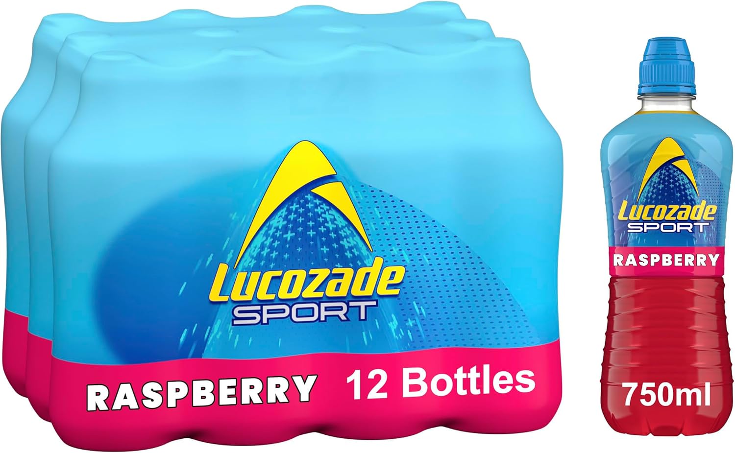 Lucozade Sport Body Fuel - Raspberry 12x750ml| Isotonic sports drink, with Electrolytes and Vitamin B3 | Still | Bursting with Flavour