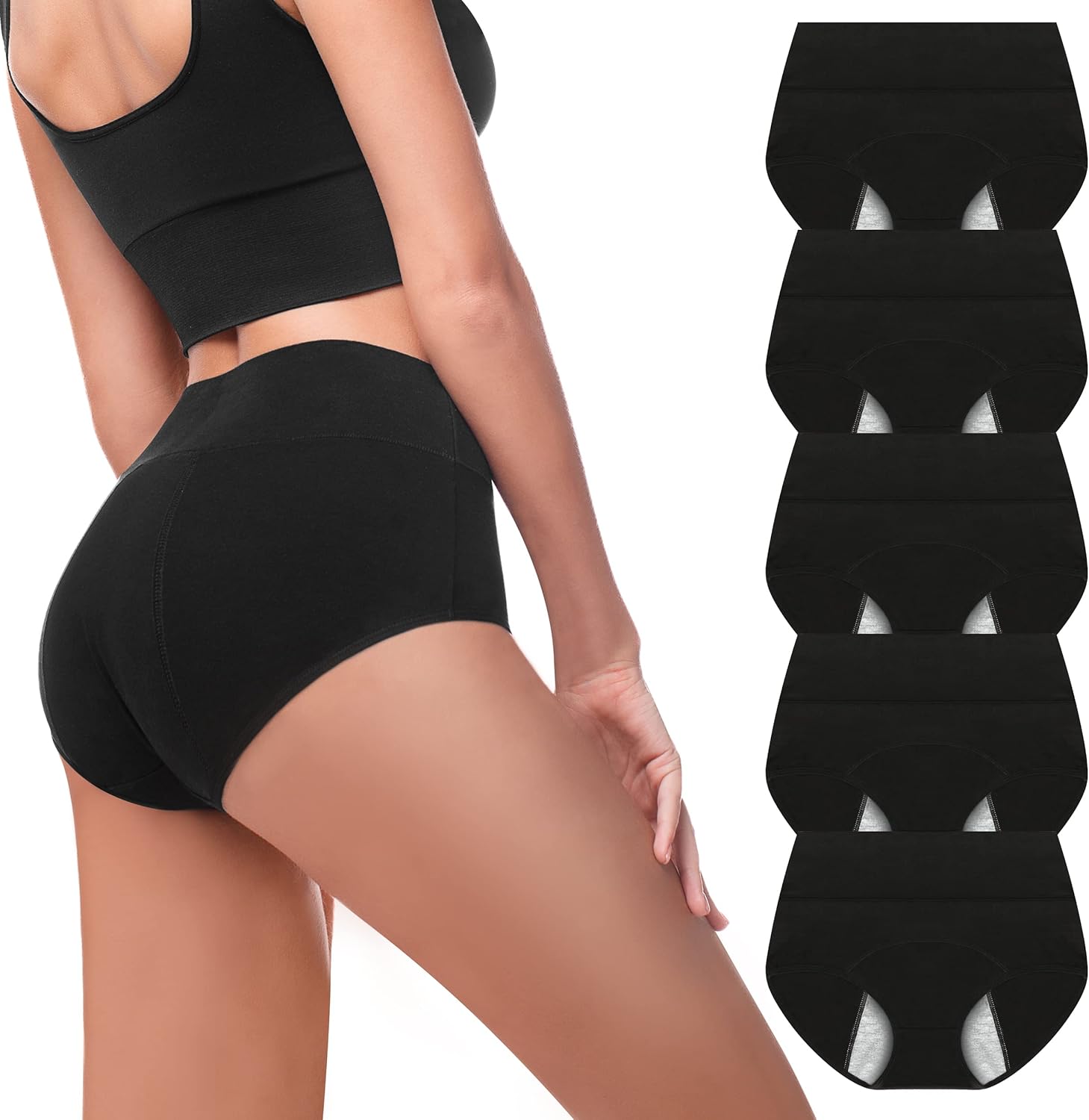 Walifrey Period Pants, Menstrual Underwear for Women, Cotton Knickers Multipack with Leakproof Crotch for Heavy Flow Extra Protection