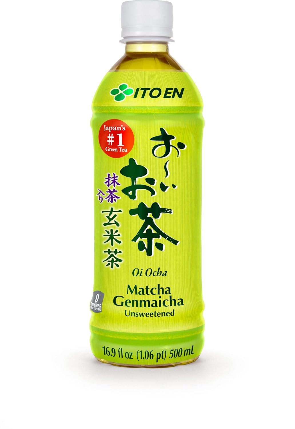 Ito En Oi Ocha Unsweetened Matcha Genmaicha Green Tea, 16.9 Fluid Ounce (Pack of 12), Low Calorie