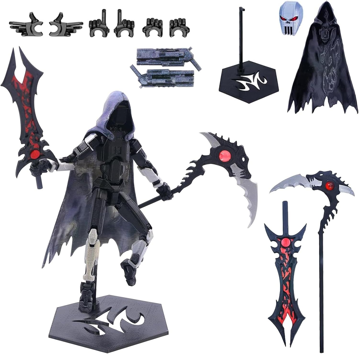 JNGTKL T13 Action Figure, 3D Printed Titan 13 Action Figure Reaper Wore Cloak, Multi-Jointed Movable Robot Toys, Stickman Toy For Game Lovers Desktop Decorations (Assembled Completed)