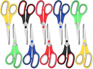 Scissors, BURVAGY 8" Scissors,Ultra Sharp Multipurpose Blade Shears,Comfort-Grip Handles, Sturdy Sharp Scissors for Office Home School Sewing Fabric DIY Craft Supplies,10-Pack