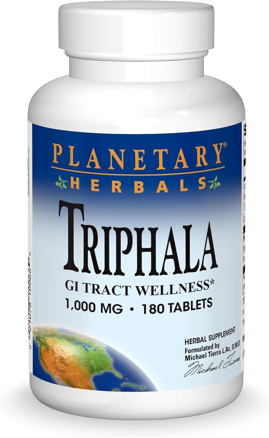 Planetary Herbals Triphala Internal Cleanser 1000mg for GI Tract Wellness - 180 Tablets