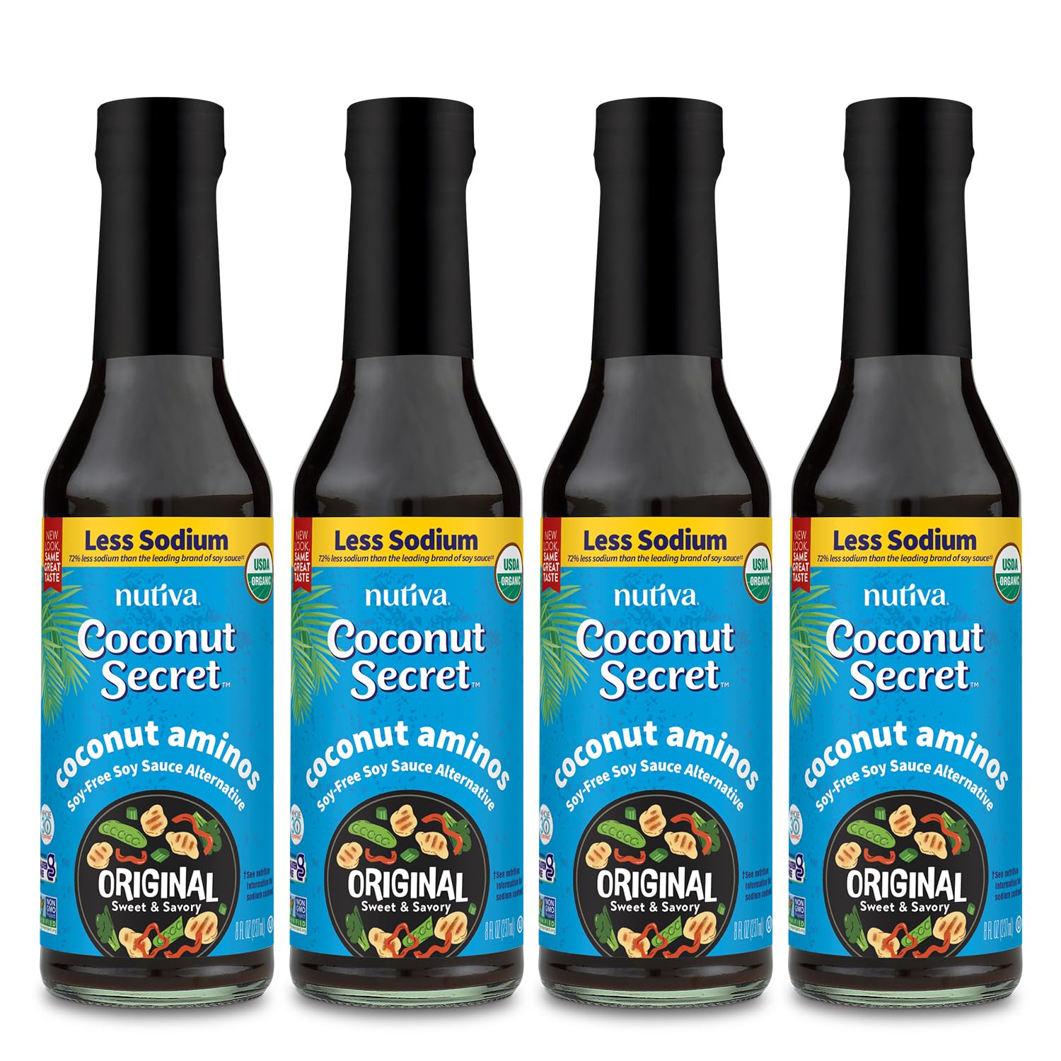 Coconut Secret CCS00204P4 Raw Coconut Aminos Soy Free Seasoning Sauce, 8 fl oz, Pack of 4