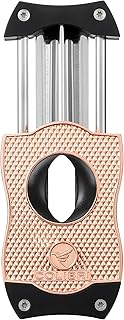 Colibri Premium Diamond V-Cut Cigar Cutter - Ergonomic Stainless Steel Spring-Loaded Blade, Ideal for up to 60+ Ring Gauge - Gift for Cigar Enthusiasts (Rose & Black)