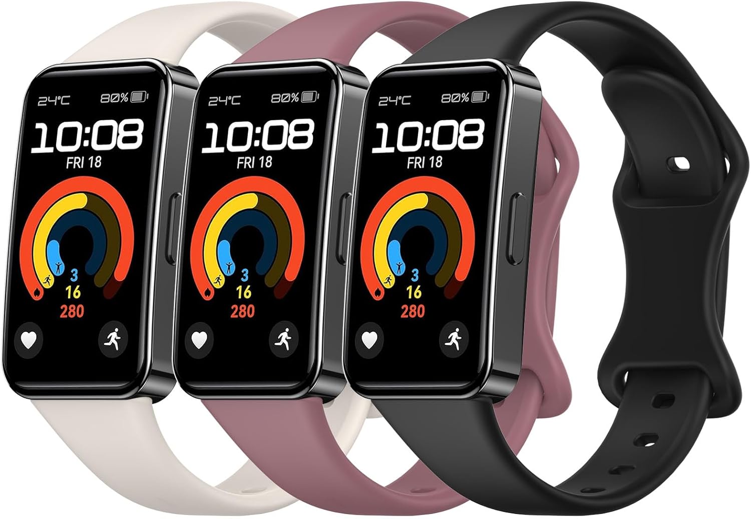 3 Pack Silicone Bands for Huawei Band 9 Straps, Soft Sport Adjustable Comfortable Replacement Watch Bands for Huawei Band 8/9