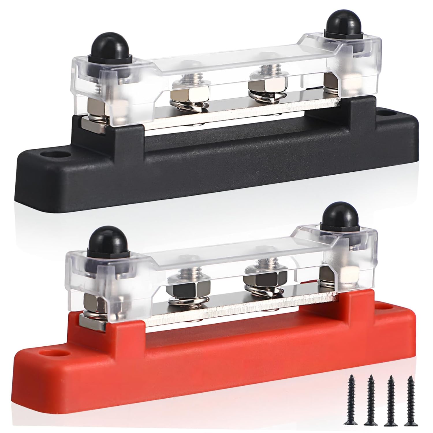 Mobestech 2Sets Bus Bar Terminal Block Power Distribution Block for Rvs and Yachts Sturdy Battery Terminal with Protective Cover Easy Installation for Boats and Automotive Applications