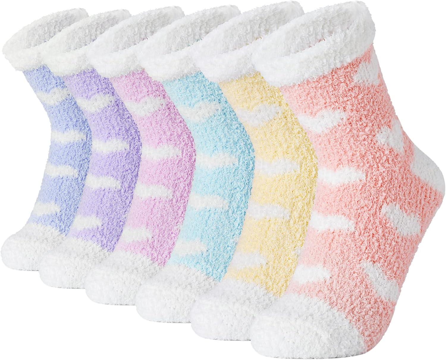YANGTE Fluffy Bed Socks 5/6 Pairs Ladies Soft Fuzzy Slipper Socks Comfy Warm for Women and Girls