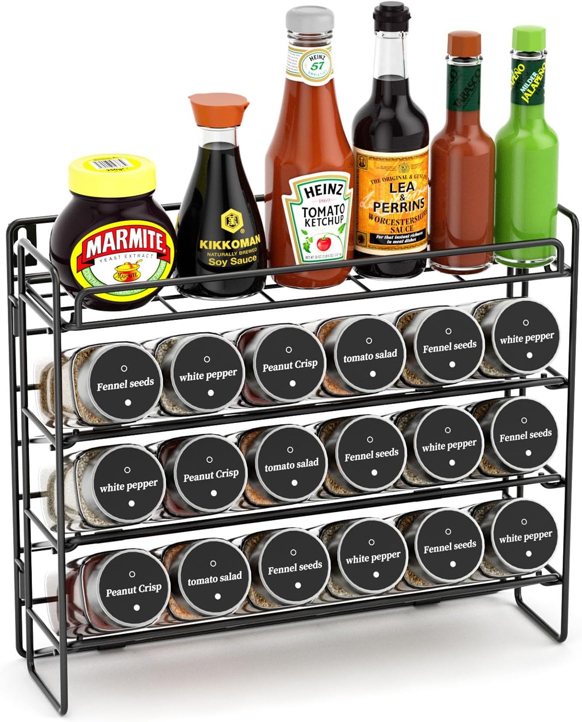 Estefanlo Spice Rack Free Standing, Spice Racks, Spice Rack for Inside Cupboard, Spice Organiser