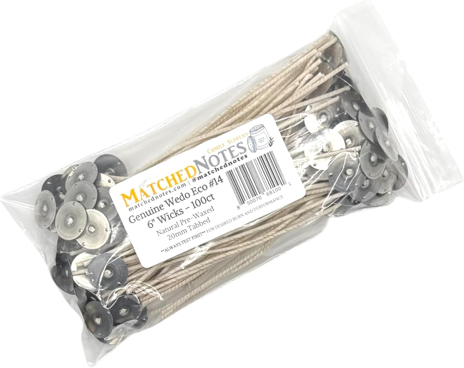 Wedo Eco 14 Candle Wicks - 6" Length - 100 Count - Cotton & Paper - Top Selling Wick