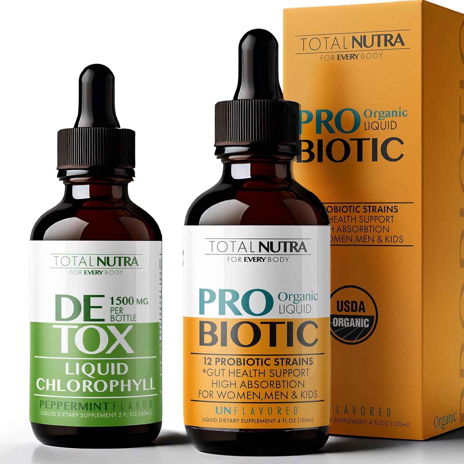 Liquid Probiotic for Women Men & Kids & Liquid Chlorophyll Drops 50mg