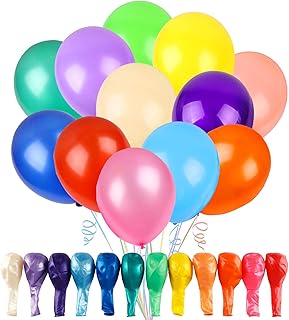 RUBFAC 120 Balloons Assorted Color 12 Inches Rainbow Latex Balloons, 12 Bright Color Party Balloons for Birthday Baby Shower Wedding Party Supplies Arch Garland
