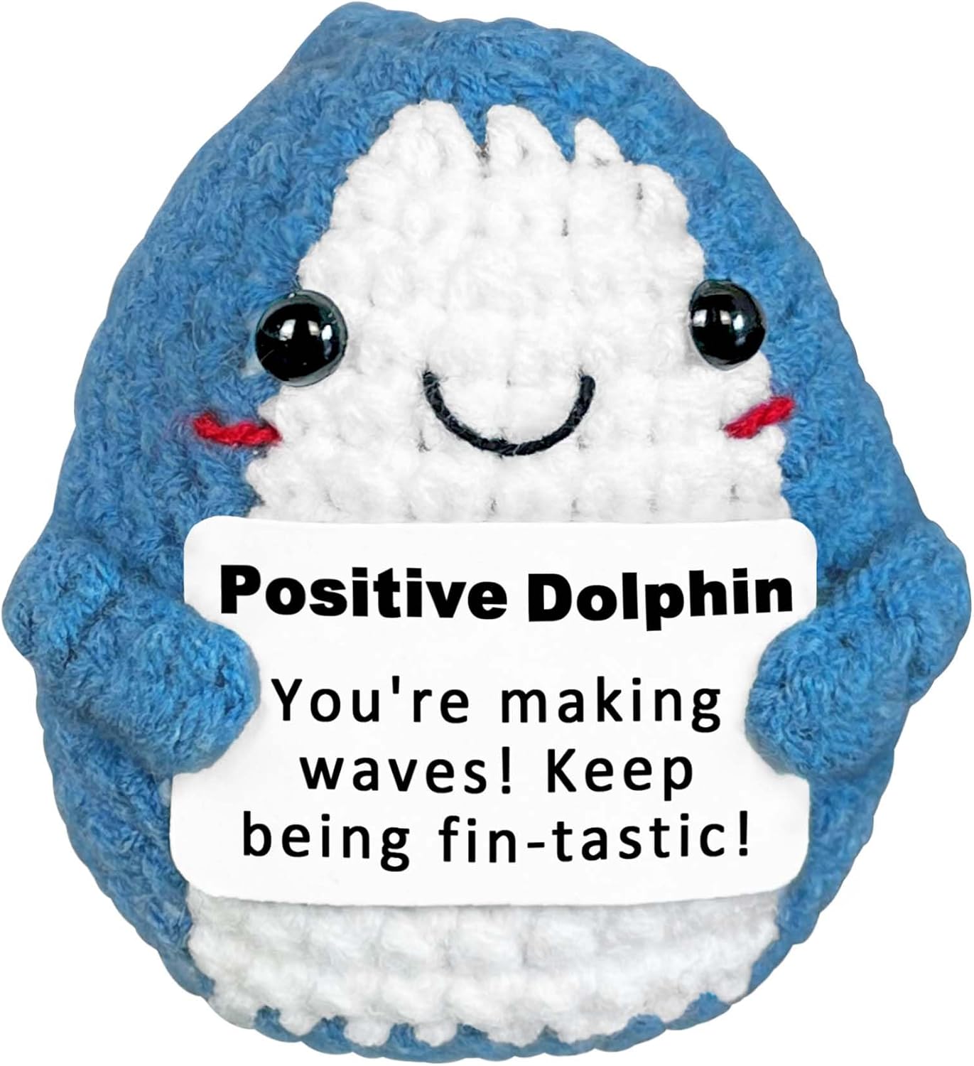 Positive Crochet Dolphin Gifts for Women, Cute Dolphin Decor for Home Desk Office Room, Mini Unique Inspirational Motivational Encouragement Gift