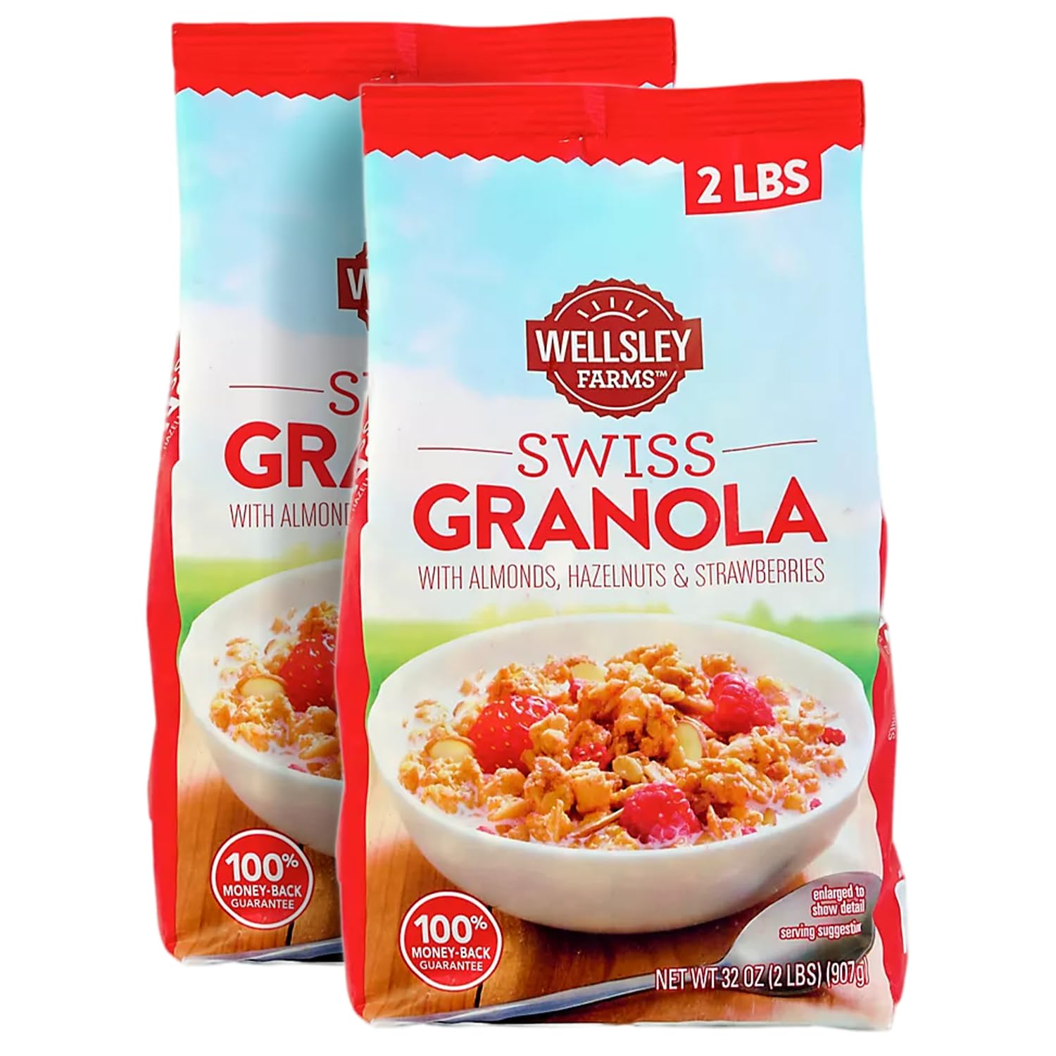 Wellsley Farms Swiss Granola | Made with Real Fruits, Crunchy Oats, Almonds & Hazelnuts| Perfect Addition for Yogurt, Cereal, & Snacks | Favourite High Protein Breakfast l | 2 lbs Per Pack