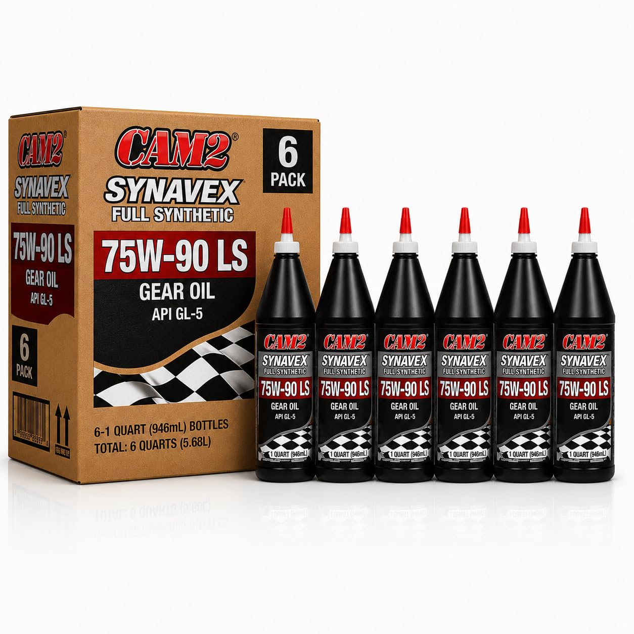 CAM2 Synavex 75W-90 LS Full Synthetic Gear Oil, 1 Quart - 6 Pack
