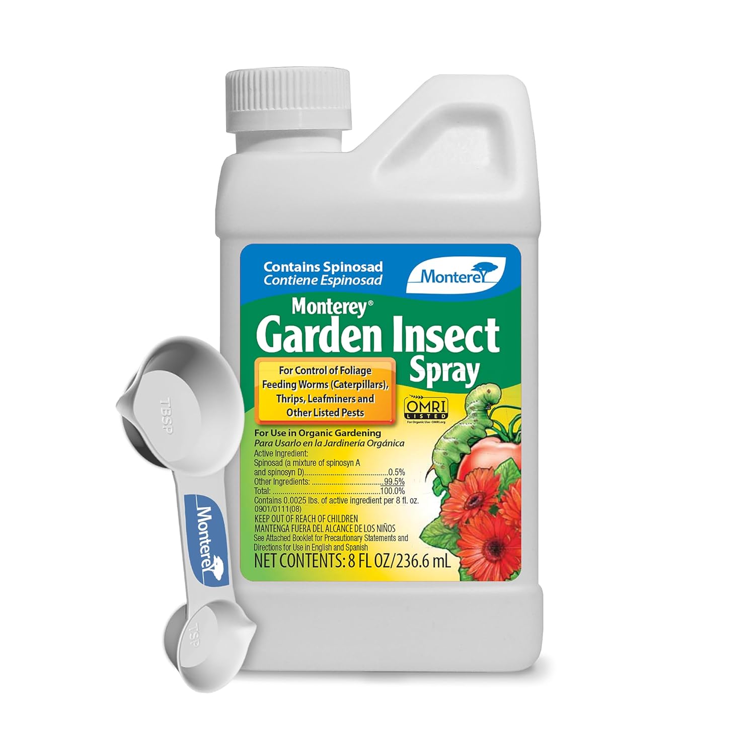 Monterey - Spinosad Insecticide - Garden Insect Spray Concentrate for Control Insects Bundled with Measuring Spoon - 8 oz Concentrate