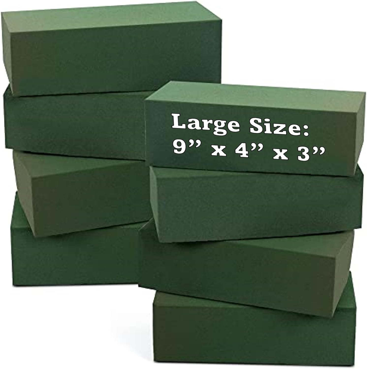 Noe & Malu 8 Pcs Floral Foam Blocks (Larger Size 9" X 4" X 3" Each) Florist Flower Foam Green Bricks Applied Dry or Wet Flower Foam Bricks Arrangement Supplies for Artificial or Fresh Flowers