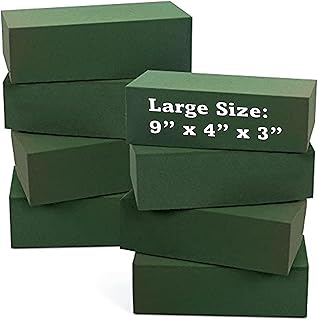 Noe & Malu 8 Pcs Floral Foam Blocks (Larger Size 9" X 4" X 3" Each) Florist Flower Foam Green Bricks Applied Dry or Wet Flower Foam Bricks Arrangement Supplies for Artificial or Fresh Flowers