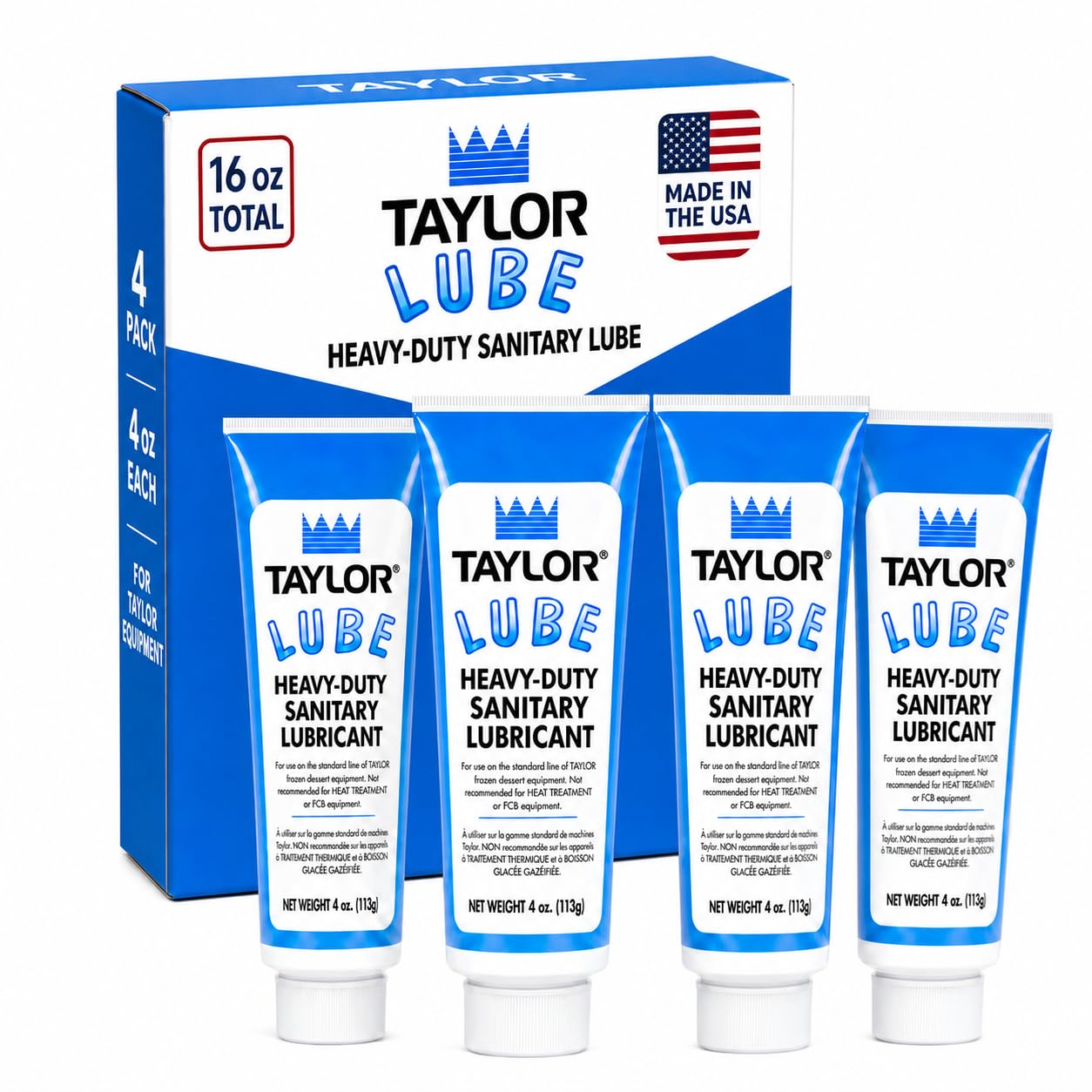 Taylor Blue Food Grade Lubricant (4oz, 4-Pack) - Lube for Soft Serve Ice Cream Machine & Frozen Yogurt Machine - NSF H1 Certified Sanitary Lubricant - Heavy Duty Grease for O-Rings by FryOilSaver Co.