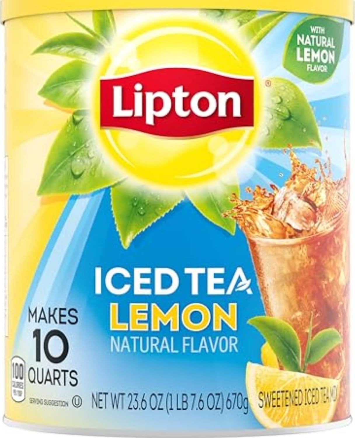 Lipton Lemon Iced Tea Mix, Sweetened, Makes 10 Quarts