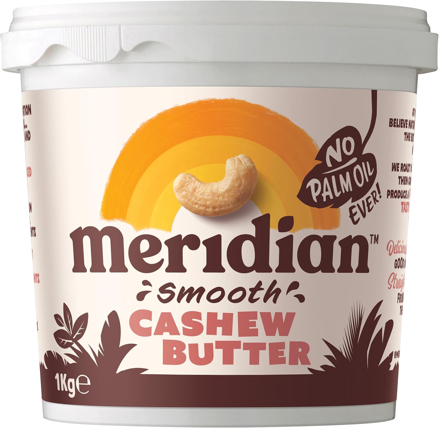 Meridian - Smooth Cashew Butter 1kg | Natural Nut Butter, No Palm Oil, No Added Sugar, Gluten Free, Vegan, Dairy Free, Source of Protein