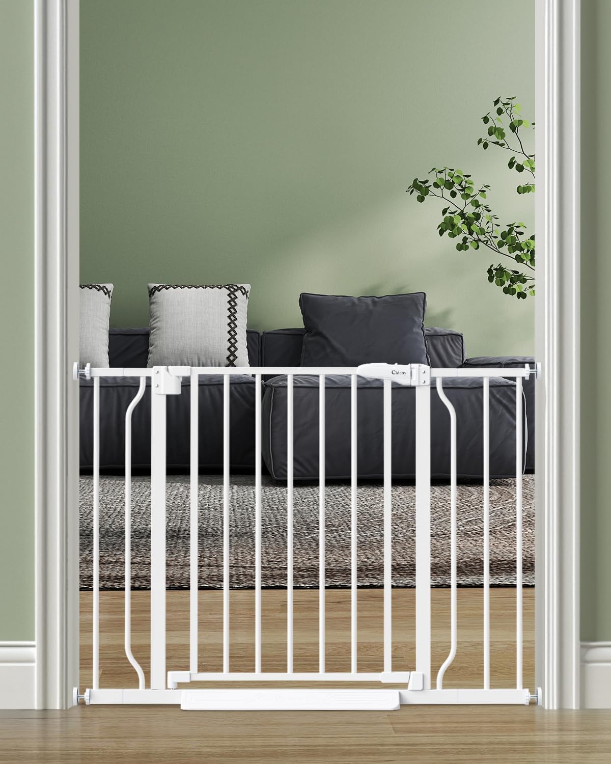 Baby Gate No Drilling, 29"-40" Auto Close Dog Gate Indoor for Doorways & Stairs, Pressure Mounted Adjustable Pet Gate, Easy Walk Through Child Gate for Children & Pets Stroller Friendly, White