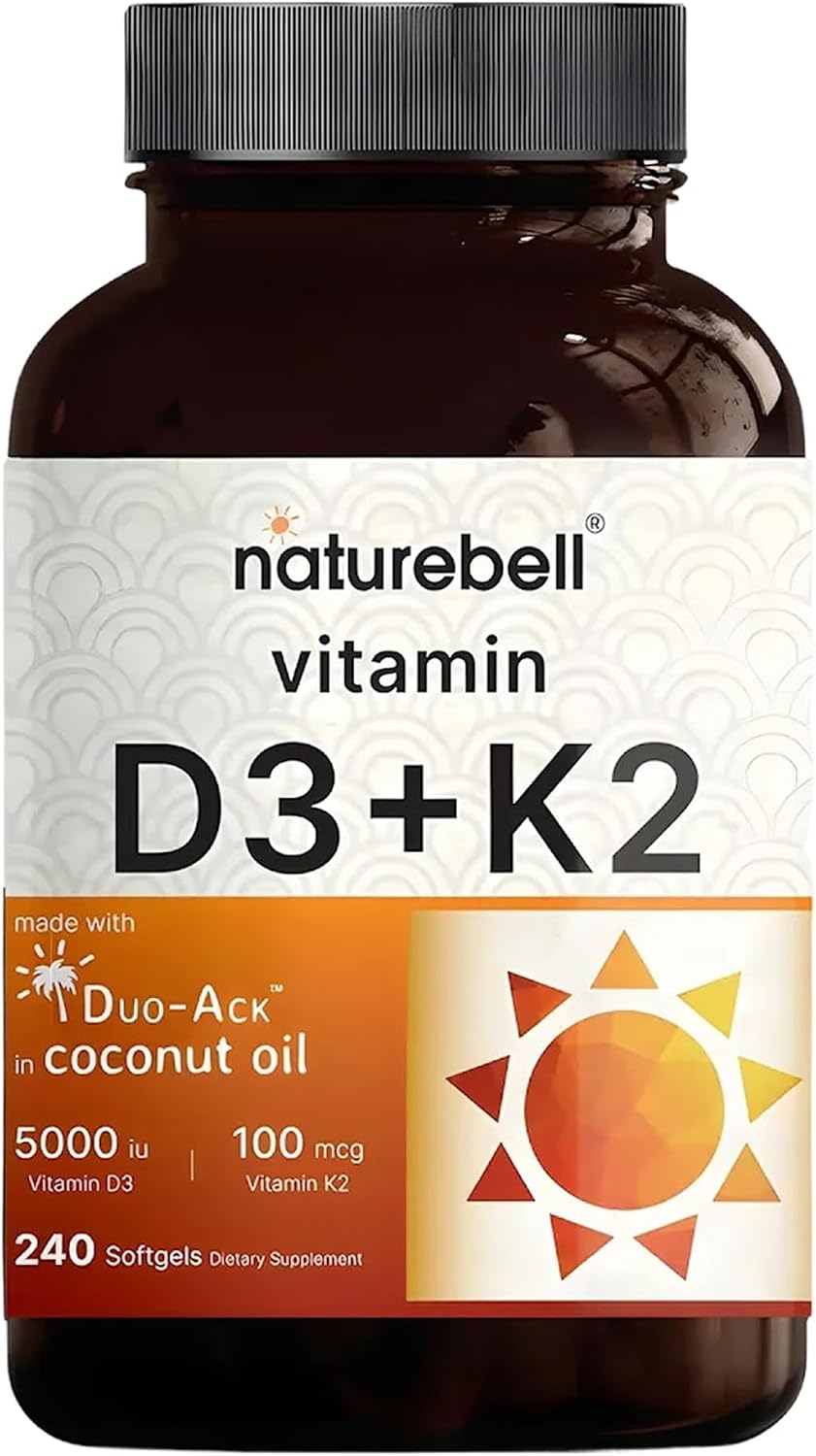 NatureBell Vitamin D3 5,000 IU & K2 100mcg, 240 Softgels
