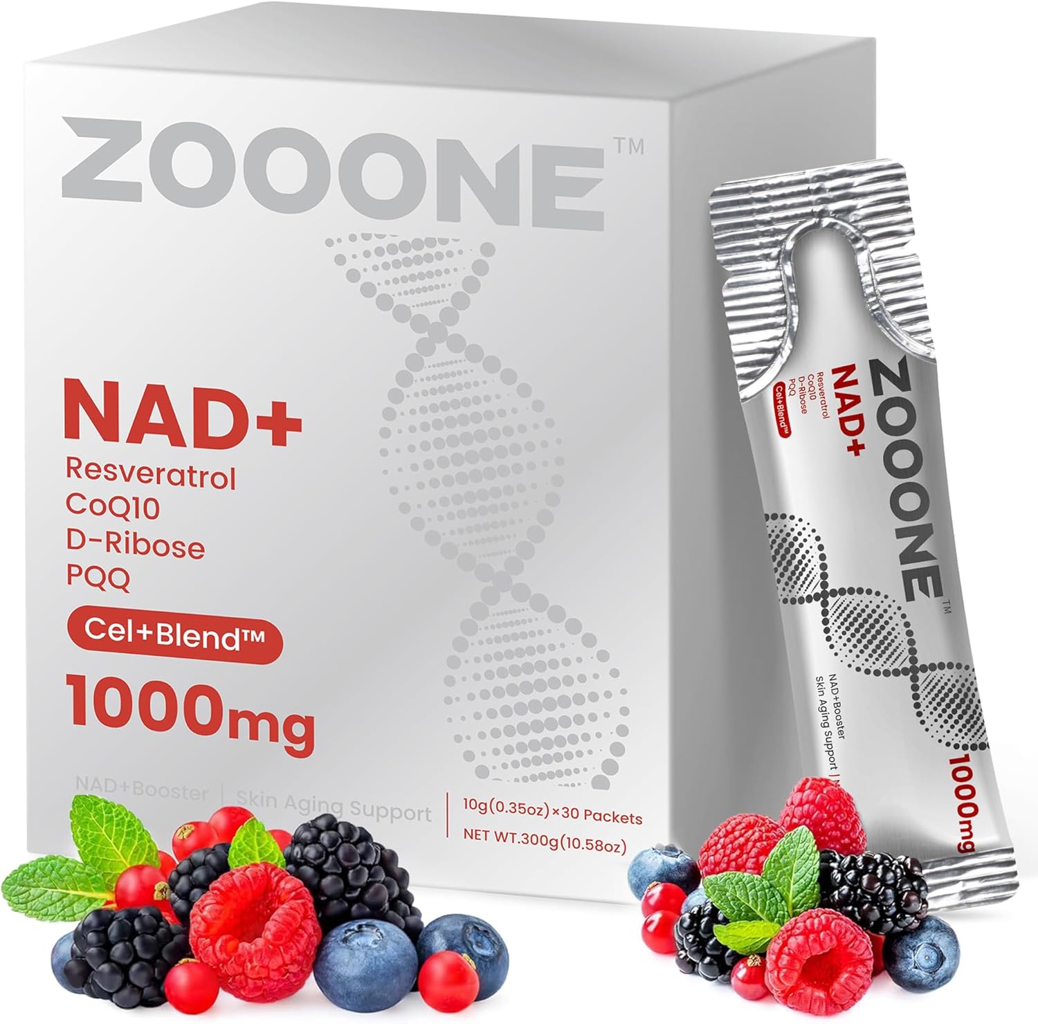 zooone- NAD+ Supplement 30pcs, Premium Nicotinamide Riboside & Resveratrol, DNA Repair & Healthy Aging， Advanced NAD Supplement for Men & Women, Boosts Cellular Energy