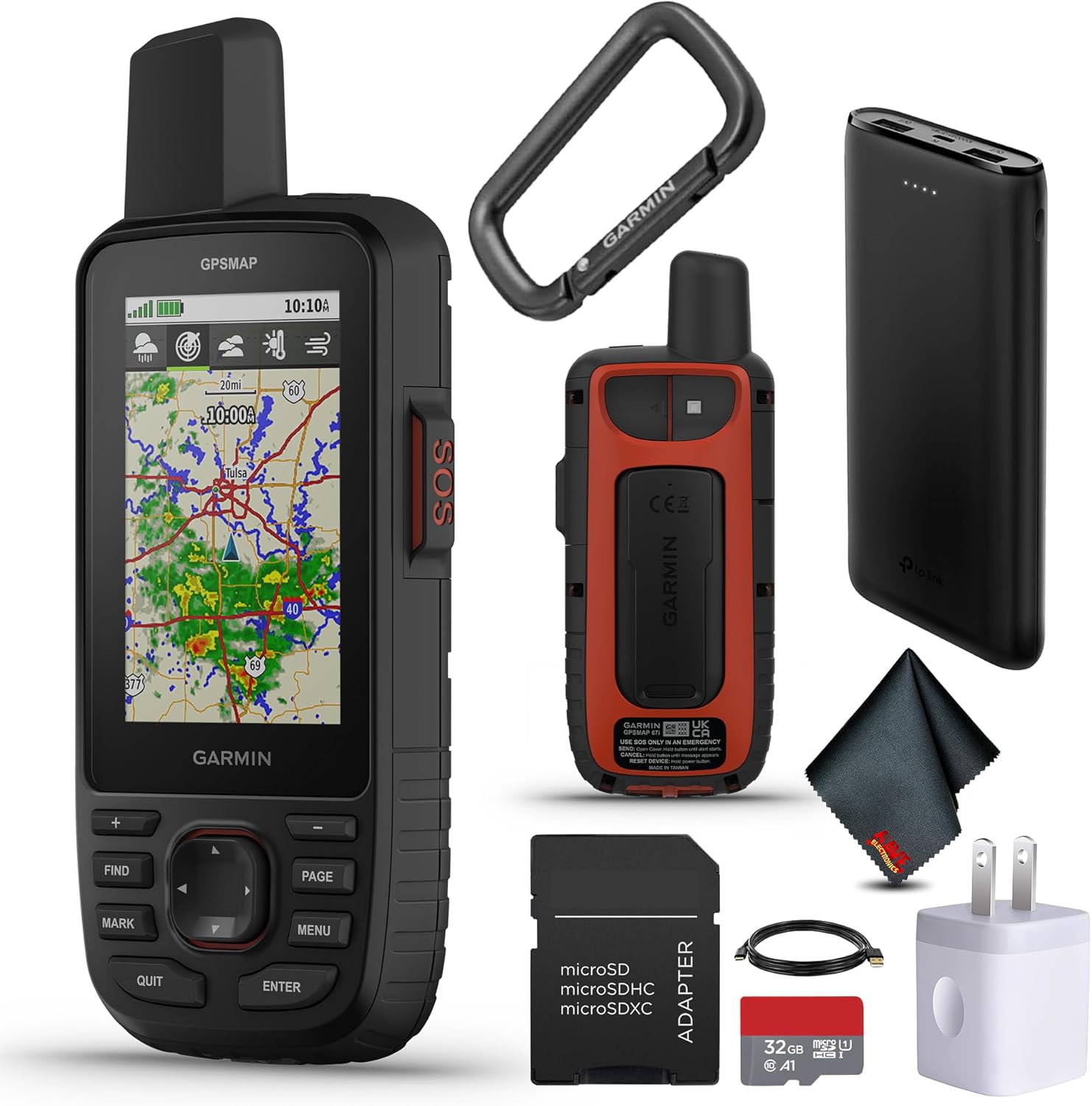 Garmin GPSMAP 67i Rugged Hiking GPS Handheld, Premium inReach Satellite Technology, 425 Hr of Battery Life, Two-Way Messaging, Interactive SOS, Mapping Bundle with Accessories