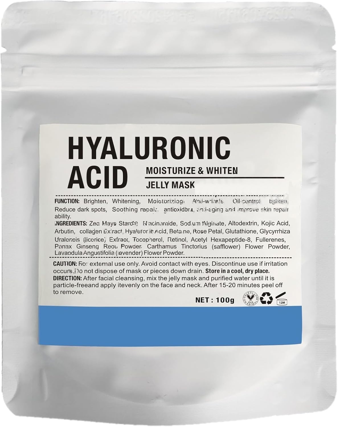 Micro Ingredients Hyaluronic Acid Powder, DIY Facial Serum, 100 Grams Skin Hydration Care Formula for Face | Low Molecular Weight for Skin Care